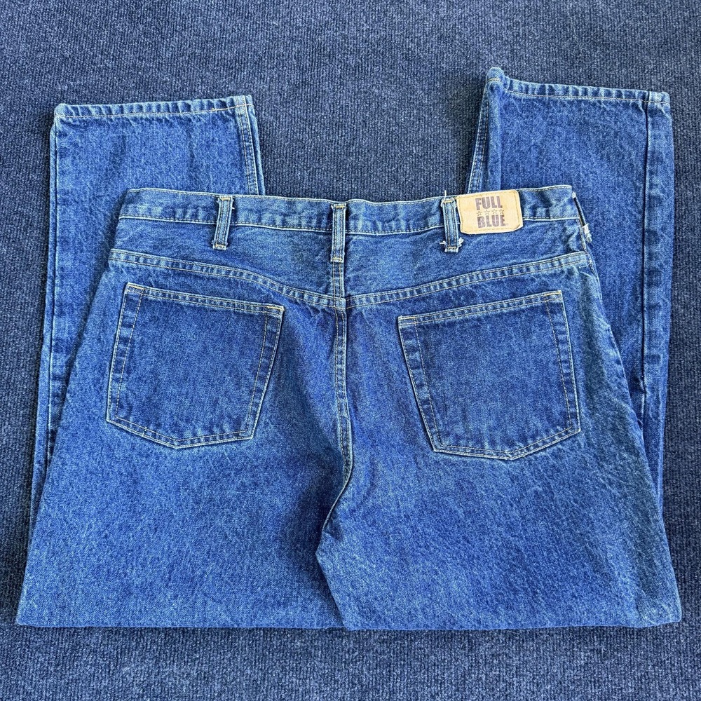 Vintage Full Blue Jeans Mens 40x30 Medium Wash Denim Relaxed Straight Zip Fly